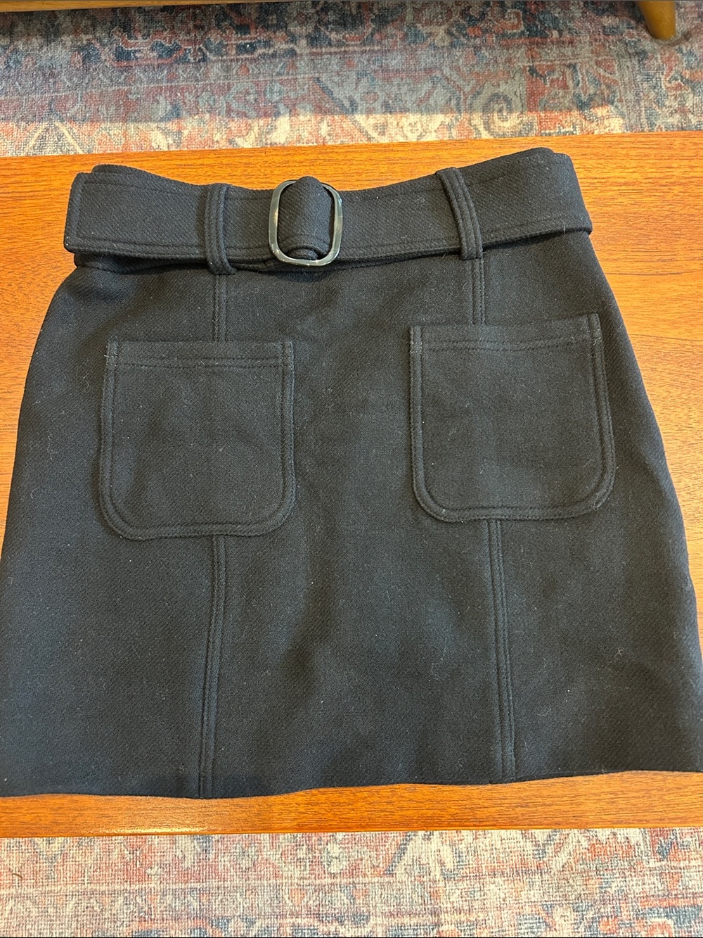 Sezane Black Pocketed Belted Mini Skirt